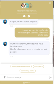 un bon chatbot hôtelier exemple question reservations IA quinta