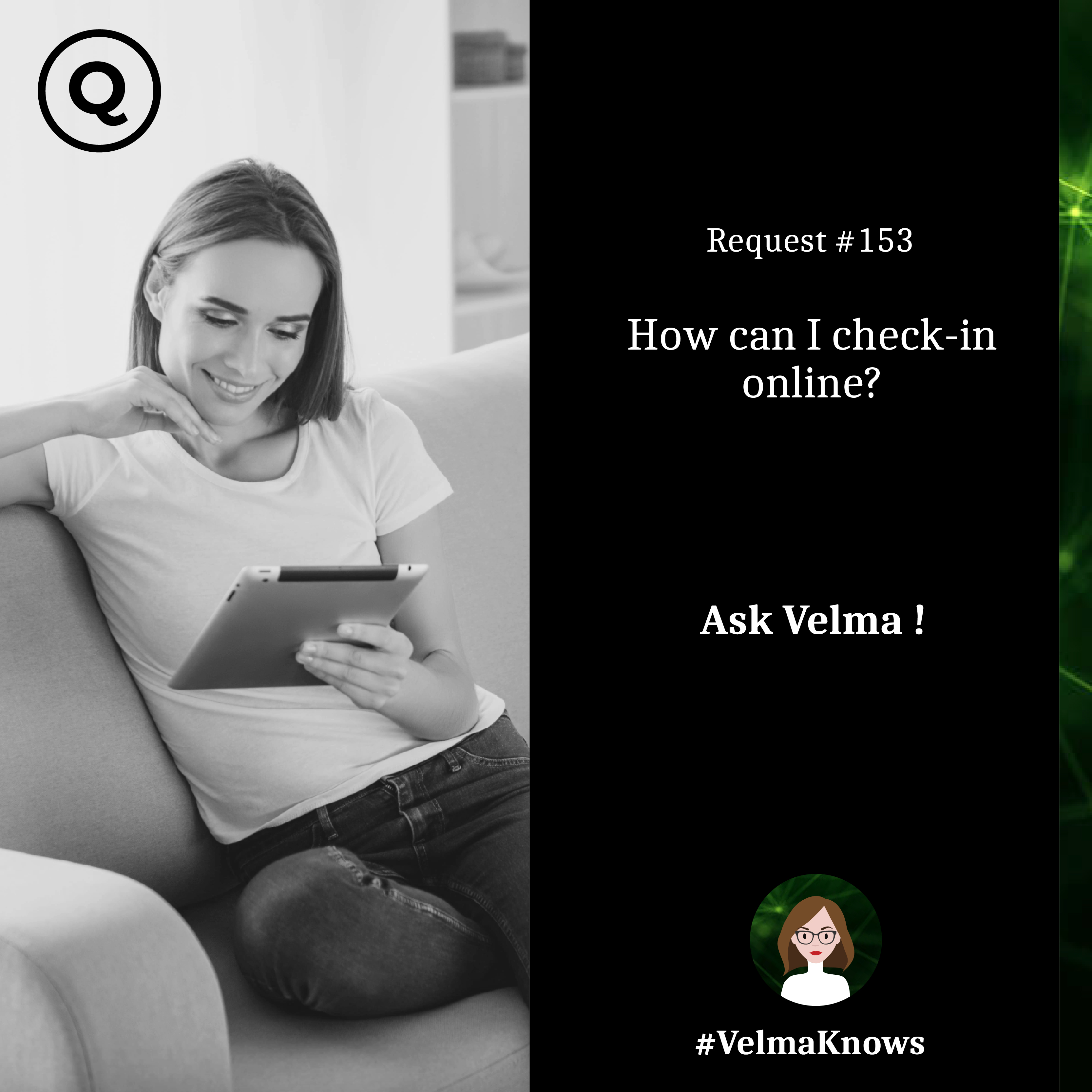  Check-in online with Velma AI chatbot