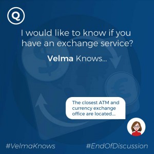  Currency exhange services information delivered by chatbot for hotels