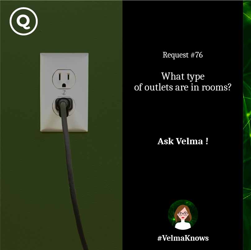 Ask Velma about type of outlets